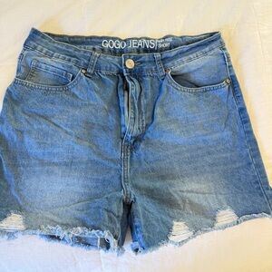 Y2K High Rise Denim Shorts Distressed Cutoff GOGO Jeans 17/33